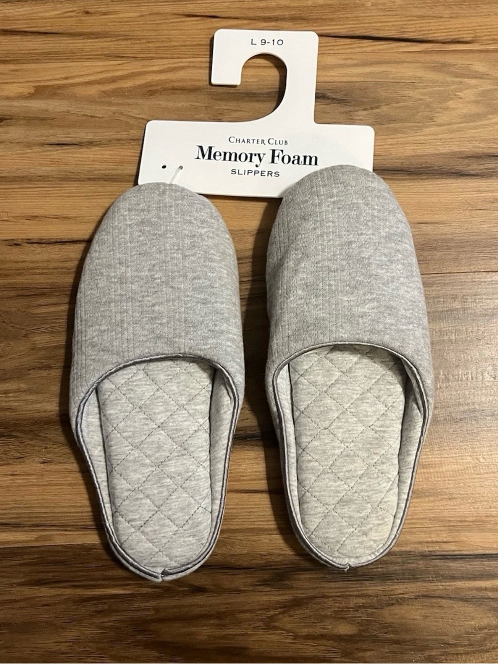 Charter Club Pointelle Closed-Toe Slippers Dove Gray Heather Large (9-10) $29.99